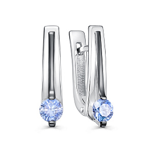 Серьги с английским замком из серебра с фианитами