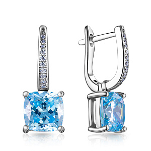 Серьги с английским замком из серебра с фианитом