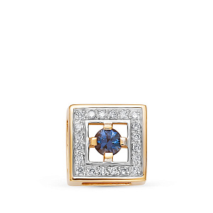 Подвеска из красного золота с бриллиантами, сапфиром