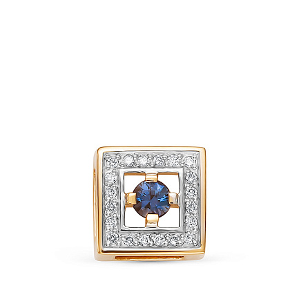 Подвеска из красного золота с бриллиантами, сапфиром