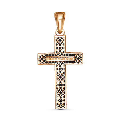 Крест из красного золота с фианитами