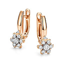 Серьги с английским замком из красного золота с бриллиантами