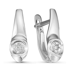 Серьги с английским замком из белого золота с бриллиантами