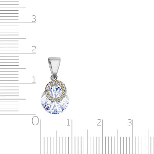 Подвеска из серебра с позолотой, фианитом