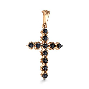 Крест из красного золота с сапфирами