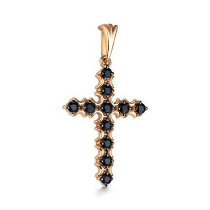 Крест из красного золота с сапфирами