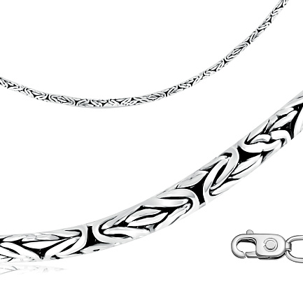 Цепь ручной работы из серебра, плетение византийское