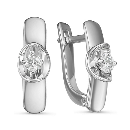 Серьги с английским замком из белого золота с бриллиантами