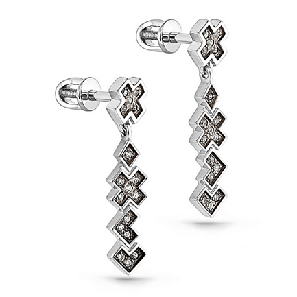 Пусеты из белого золота с бриллиантами