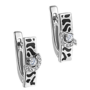 Серьги с английским замком из белого золота с бриллиантами