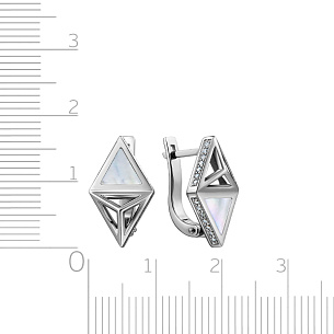 Серьги с английским замком из белого золота с перламутром и бриллиантами