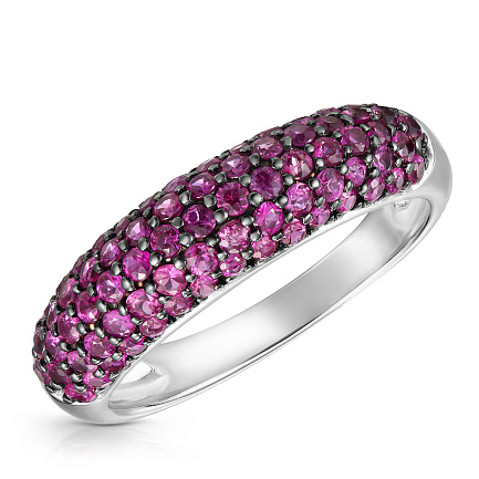 Кольцо из белого золота с рубинами