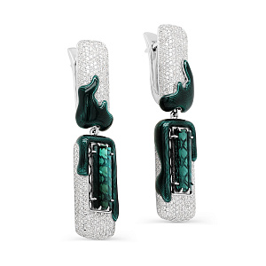 Серьги с английским замком из белого золота с бриллиантами