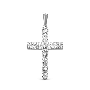 Крест из белого золота с бриллиантом