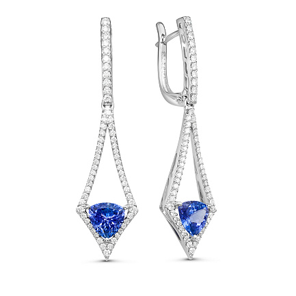 Серьги с английским замком из белого золота с бриллиантами