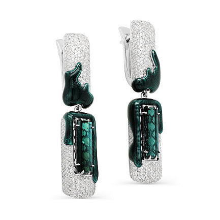 Серьги с английским замком из белого золота с бриллиантами