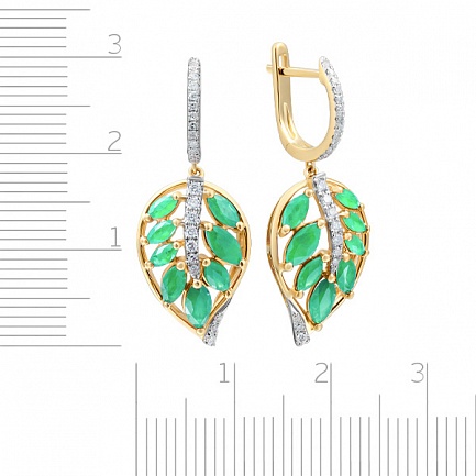 Серьги с английским замком из желтого золота с бриллиантами