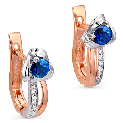 Серьги с английским замком из красного золота с бриллиантами