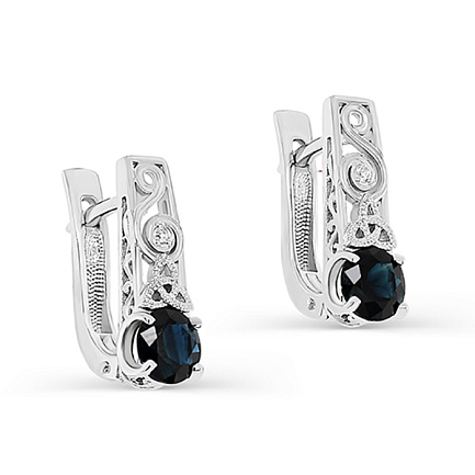 Серьги с английским замком из белого золота с бриллиантами