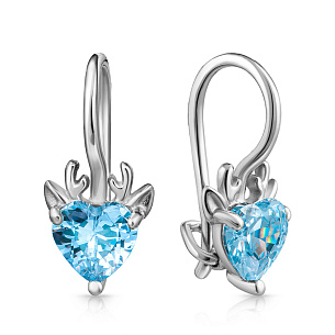 Серьги из серебра с фианитом