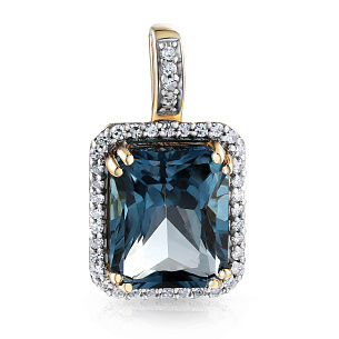 Подвеска из желтого золота с бриллиантами, топазом