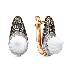 Серьги с английским замком из красного золота с бриллиантами