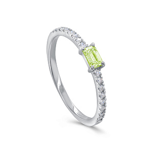 Кольцо из белого золота с бриллиантами, сапфиром