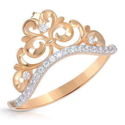 Кольцо из красного золота с фианитом