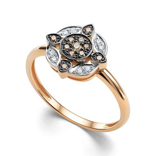 Кольцо из красного золота с бриллиантом