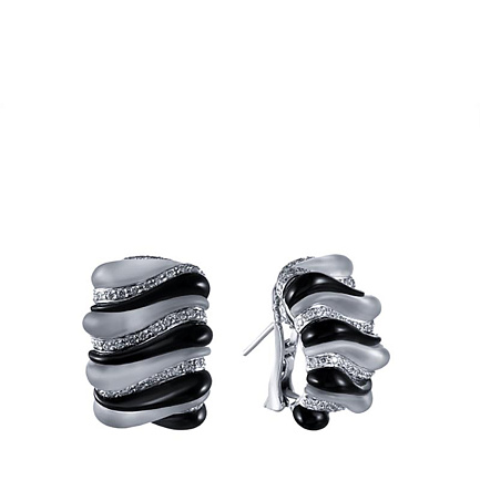 Серьги из белого золота с бриллиантами, кварцем