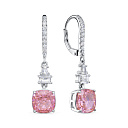 Серьги с английским замком из серебра с фианитами