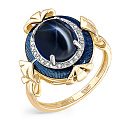 Кольцо из желтого золота с бриллиантами, сапфиром