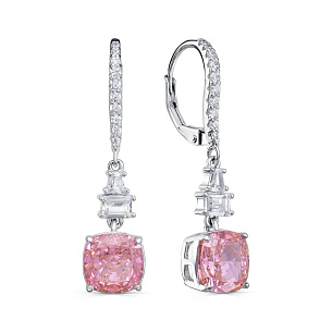 Серьги с английским замком из серебра с фианитом