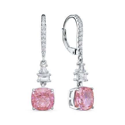 Серьги с английским замком из серебра с фианитами