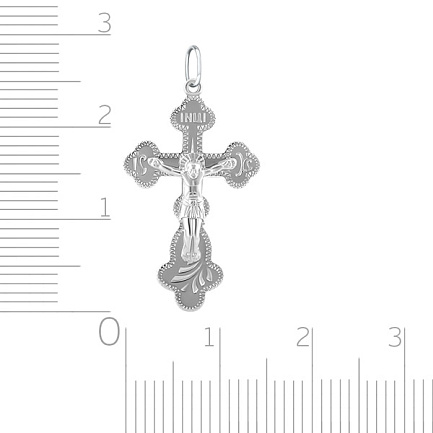 Крест ручной работы из белого золота