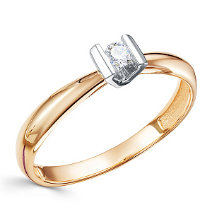 Кольцо из красного золота с бриллиантом