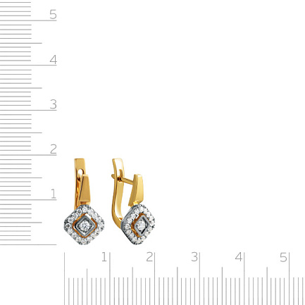 Серьги с английским замком из желтого золота с бриллиантами