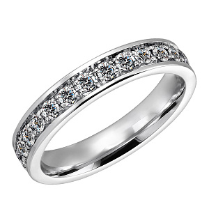 Кольцо обручальное из белого золота с бриллиантами