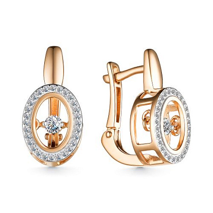 Серьги с английским замком из красного золота с бриллиантами