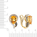 Серьги с английским замком из желтого золота с бриллиантами