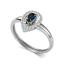 Кольцо из белого золота с бриллиантами, сапфиром