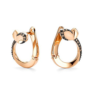 Серьги с английским замком из красного золота с бриллиантами