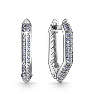 Серьги с английским замком из серебра с фианитом