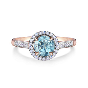 Кольцо из красного золота с бриллиантами, топазом