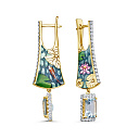 Серьги с английским замком из желтого золота с аквамаринами