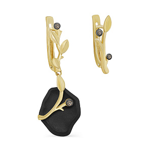 Серьги с английским замком из желтого золота с бриллиантами