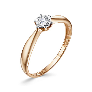 Кольцо из красного золота с бриллиантом