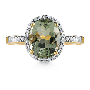 Кольцо из желтого золота с бриллиантами и аметистом