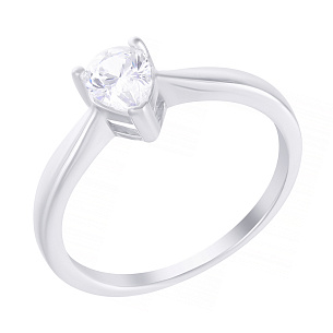 Кольцо помолвочное из серебра с фианитом