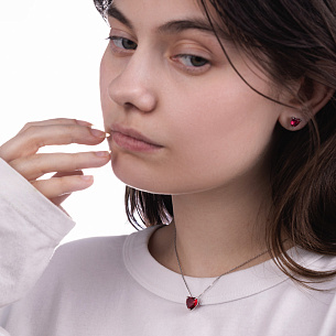 Серьги Пусеты из серебра с кварцем